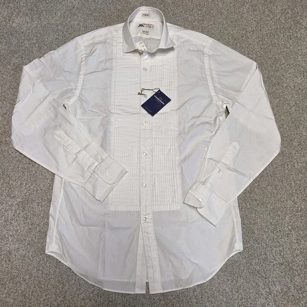 J. Crew Ludlow Pleated Bib Tuxedo Shirt Mens S Formal Event White Thomas Mason